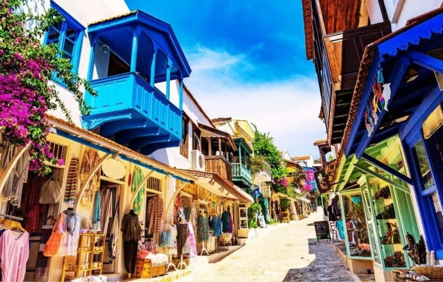 Charming streets of Kaleici Old Town in Antalya, lined with historic buildings.