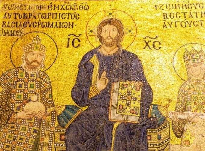 A beautifully preserved mosaic panel in Hagia Sophia, showcasing the rich artistry of Byzantine culture.